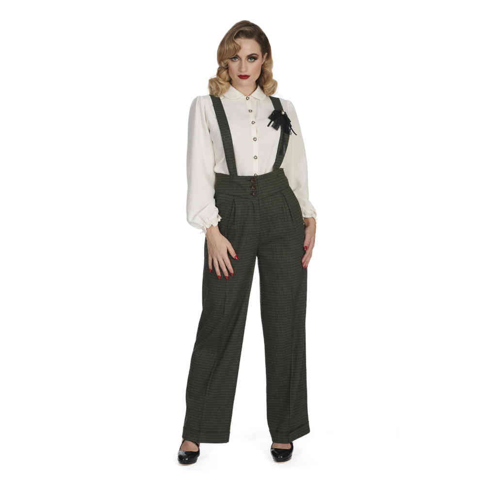 Banned - Jenny Check Broek rechte pijpen - Groen